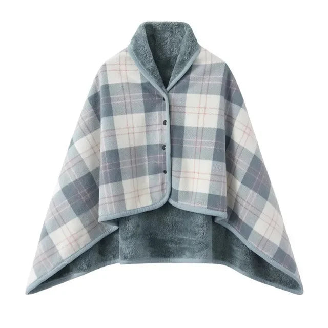 Wearable Plaid Fleece Blanket Hoodie Wrap - Poncho Shawl Throw for Adults, Oversized Soft Fleece