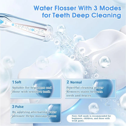 Portable Electric Water Flosser & Oral Irrigator - Cordless Rechargeable Sonic Dental Cleaner for Gumline, Travel-Friendly 220ml Tank