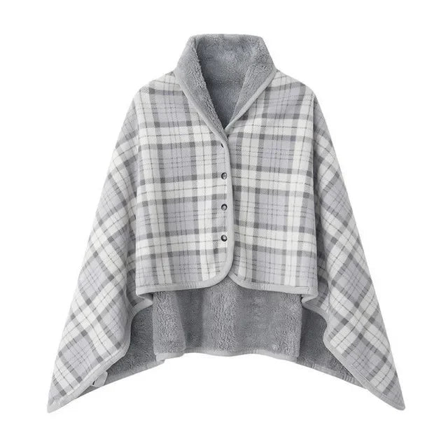 Wearable Plaid Fleece Blanket Hoodie Wrap - Poncho Shawl Throw for Adults, Oversized Soft Fleece