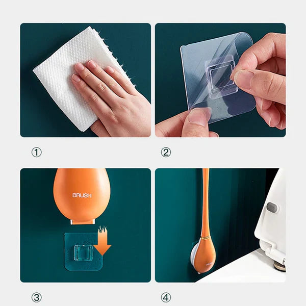 Soft Silicone Toilet Brush with Holder - Flexible Bristle-Free Cleaner
