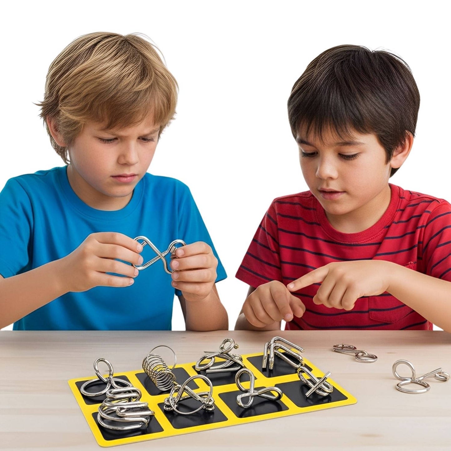 Metal Wire Brain Teaser Puzzle Set - IQ Test Mind Puzzles for Adults & Kids