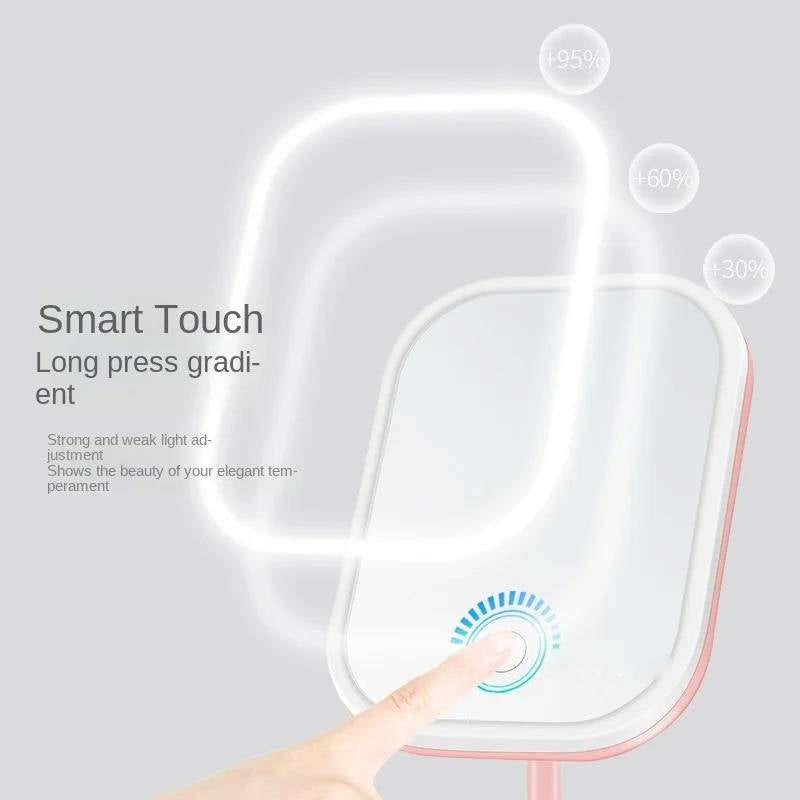 Portable LED Makeup Mirror - Rechargeable Lighted Vanity Mirror with 3 Lighting Modes, Touch Dimmer & 90° Adjustable Head