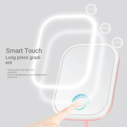 Portable LED Makeup Mirror - Rechargeable Lighted Vanity Mirror with 3 Lighting Modes, Touch Dimmer & 90° Adjustable Head