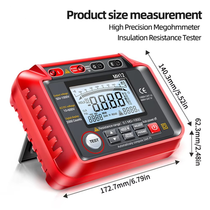 Megohmmeter Insulation Resistance Tester - AC/DC 600V Voltage Tester with Digital LCD for Electricians