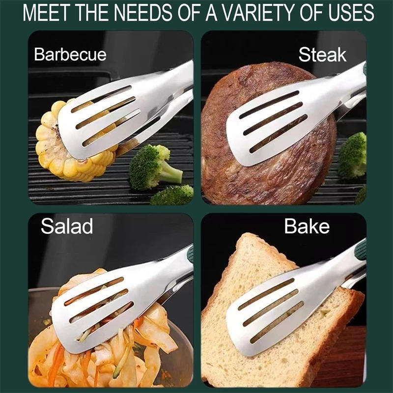 Stainless Steel Kitchen Tongs - Heat Resistant Cooking, Grilling & Serving Tongs for BBQ and Salad