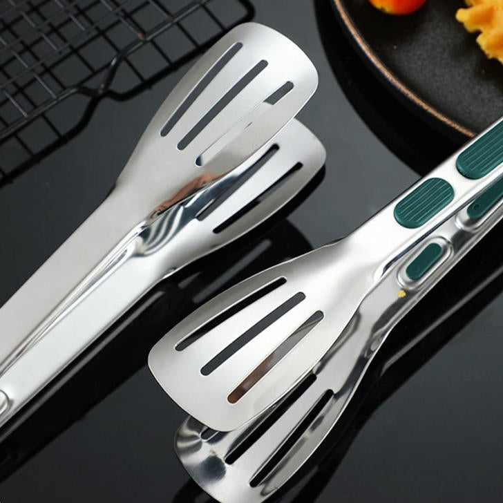 Stainless Steel Kitchen Tongs - Heat Resistant Cooking, Grilling & Serving Tongs for BBQ and Salad