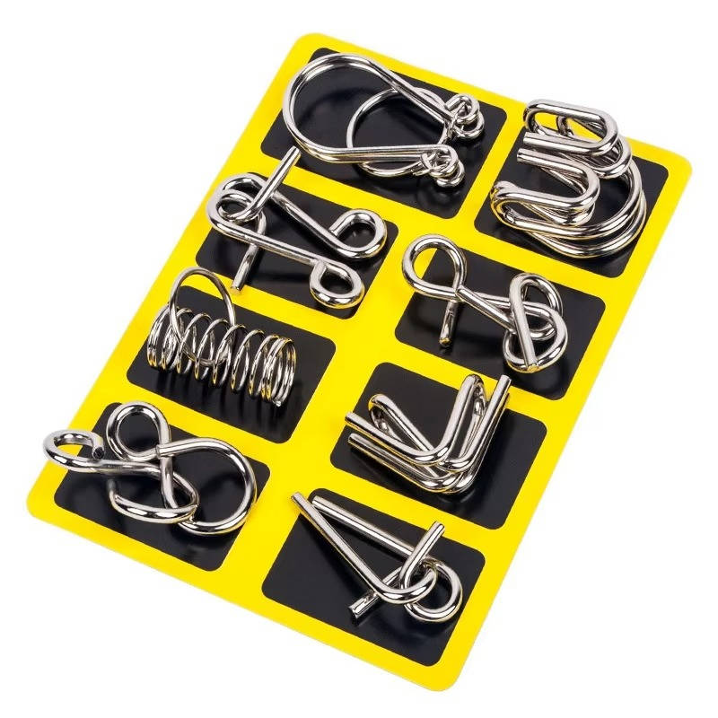 Metal Wire Brain Teaser Puzzle Set - IQ Test Mind Puzzles for Adults & Kids