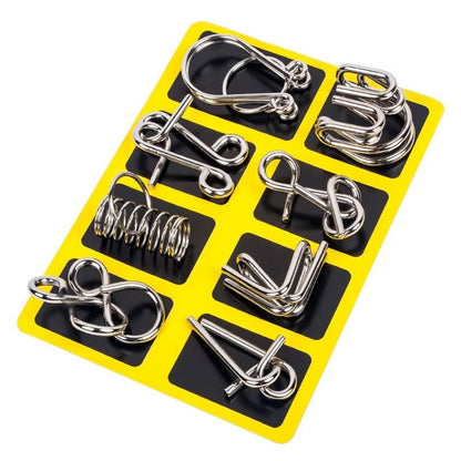 Metal Wire Brain Teaser Puzzle Set - IQ Test Mind Puzzles for Adults & Kids