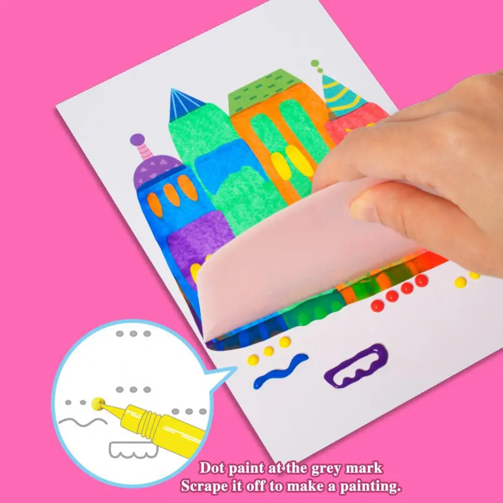 Kids Squeegee Art Kit - Swirl Paint & Watercolor Pen Set with Stickers, Mess-Free Creative Craft Kit for Kids Ages 4+