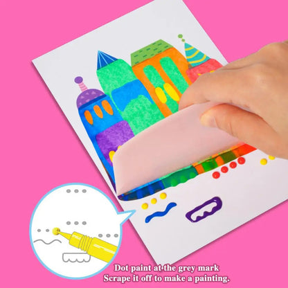 Kids Squeegee Art Kit - Swirl Paint & Watercolor Pen Set with Stickers, Mess-Free Creative Craft Kit for Kids Ages 4+