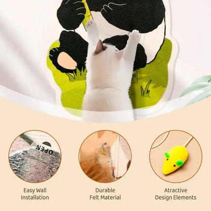 Wall Mounted Cat Scratching Post - Self-Adhesive Felt Scratcher for Furniture Protection, No-Drill Vertical Scratch Pad for Apartments & Renters
