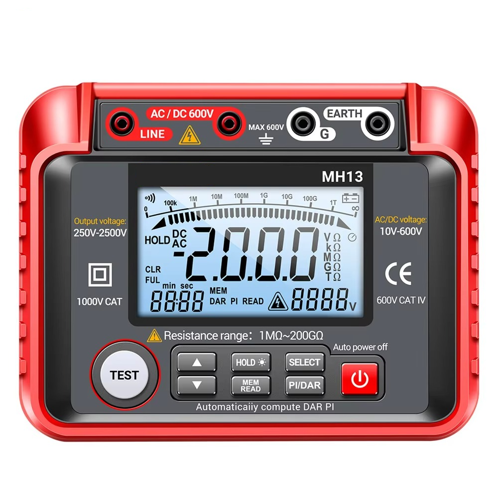 Megohmmeter Insulation Resistance Tester - AC/DC 600V Voltage Tester with Digital LCD for Electricians