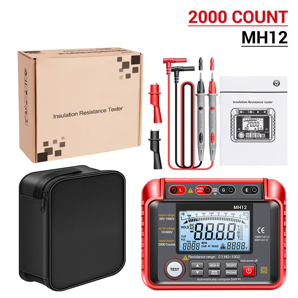 Megohmmeter Insulation Resistance Tester - AC/DC 600V Voltage Tester with Digital LCD for Electricians