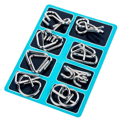 Metal Wire Brain Teaser Puzzle Set - IQ Test Mind Puzzles for Adults & Kids