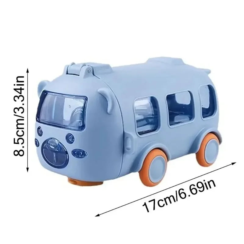 Cartoon Bus Kids Water Bottle with Straw - 16.9oz Leak-Proof Bottle with Carry Strap for Toddlers & Preschool