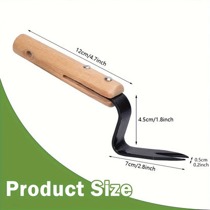 Stainless Steel Weed Puller Tool - Manual Root Remover with Wooden Handle for Dandelions & Garden Weeds
