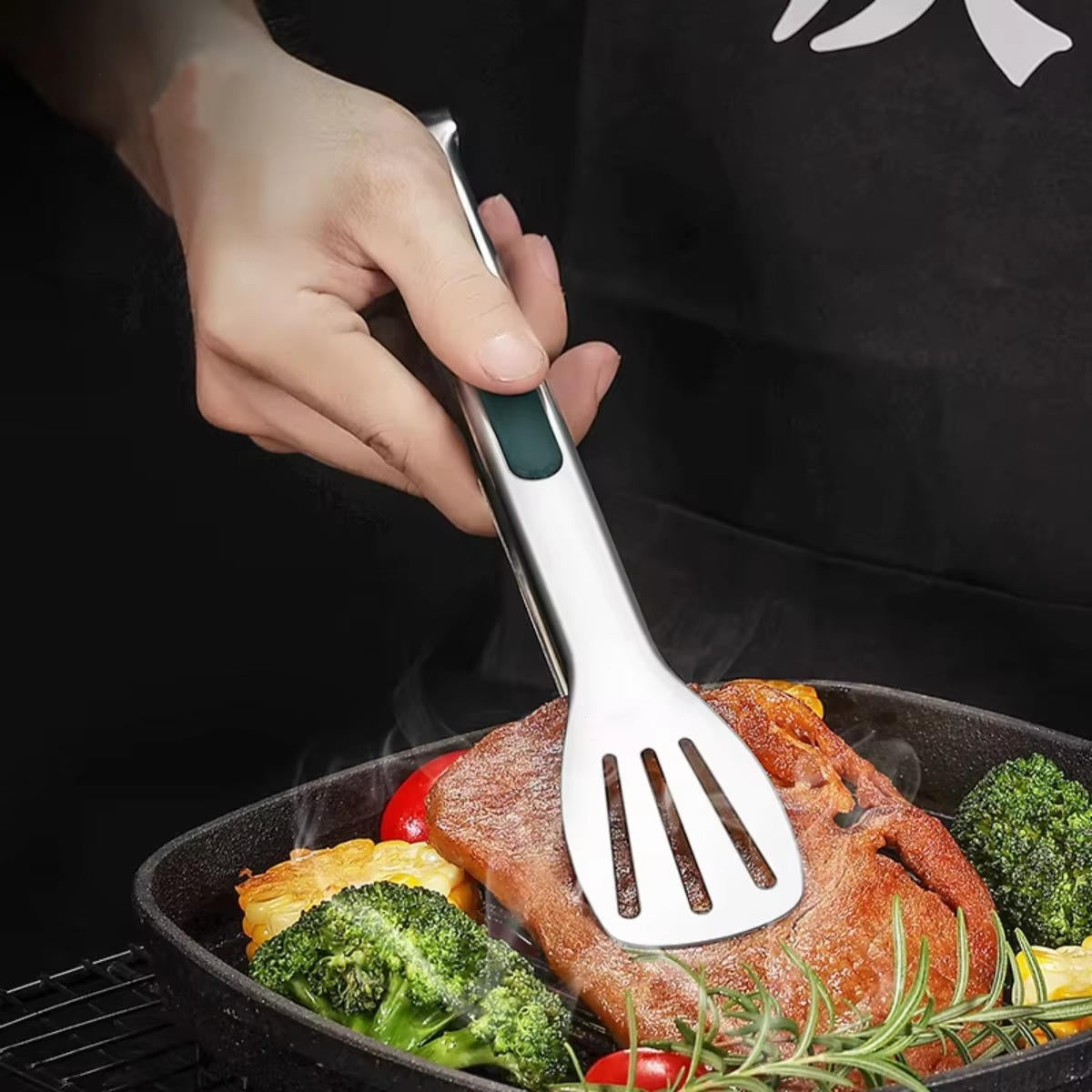 Stainless Steel Kitchen Tongs - Heat Resistant Cooking, Grilling & Serving Tongs for BBQ and Salad