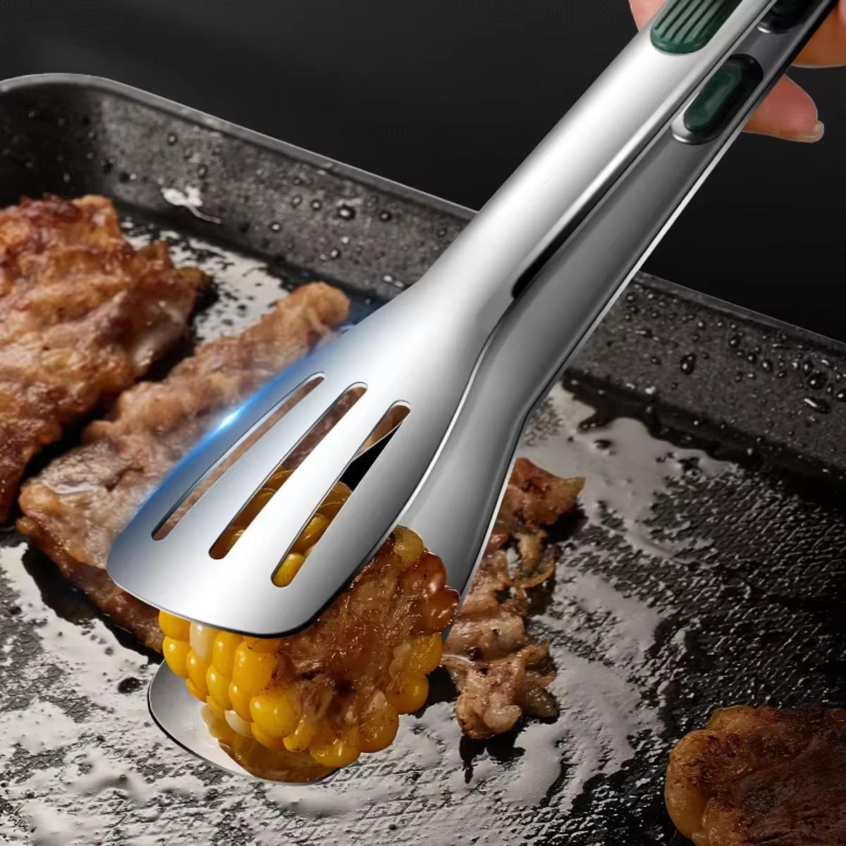Stainless Steel Kitchen Tongs - Heat Resistant Cooking, Grilling & Serving Tongs for BBQ and Salad