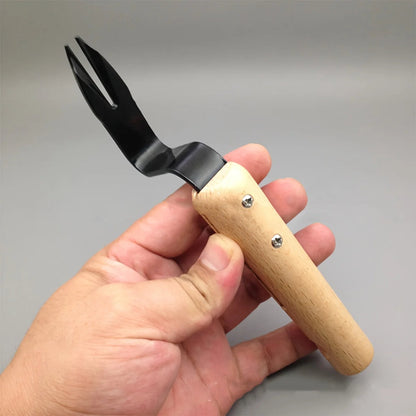 Stainless Steel Weed Puller Tool - Manual Root Remover with Wooden Handle for Dandelions & Garden Weeds