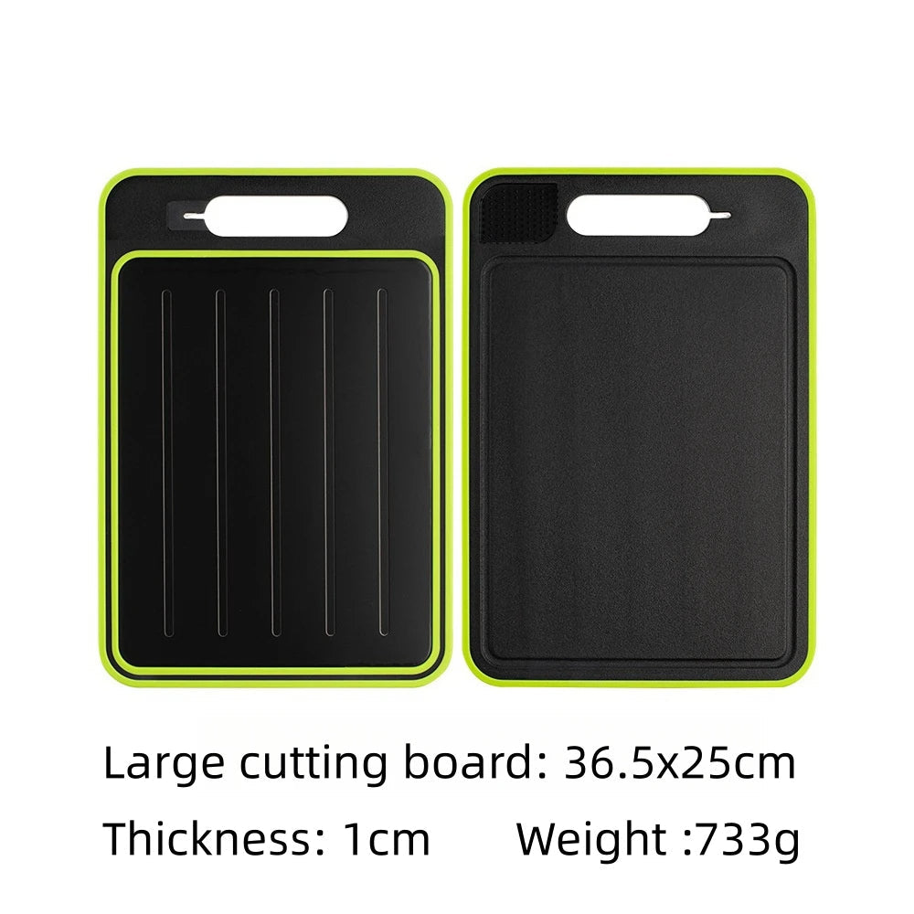 4-in-1 Cutting Board & Thawing Tray with Built-In Knife Sharpener - Aluminum Fast-Thaw Kitchen Prep Board