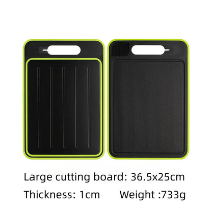4-in-1 Cutting Board & Thawing Tray with Built-In Knife Sharpener - Aluminum Fast-Thaw Kitchen Prep Board