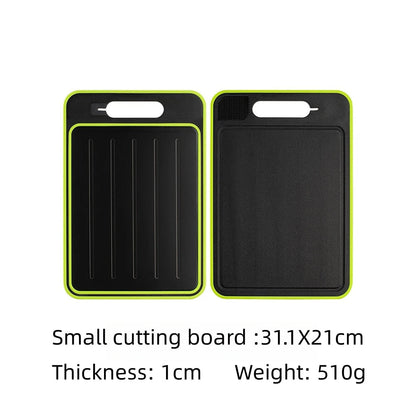 4-in-1 Cutting Board & Thawing Tray with Built-In Knife Sharpener - Aluminum Fast-Thaw Kitchen Prep Board