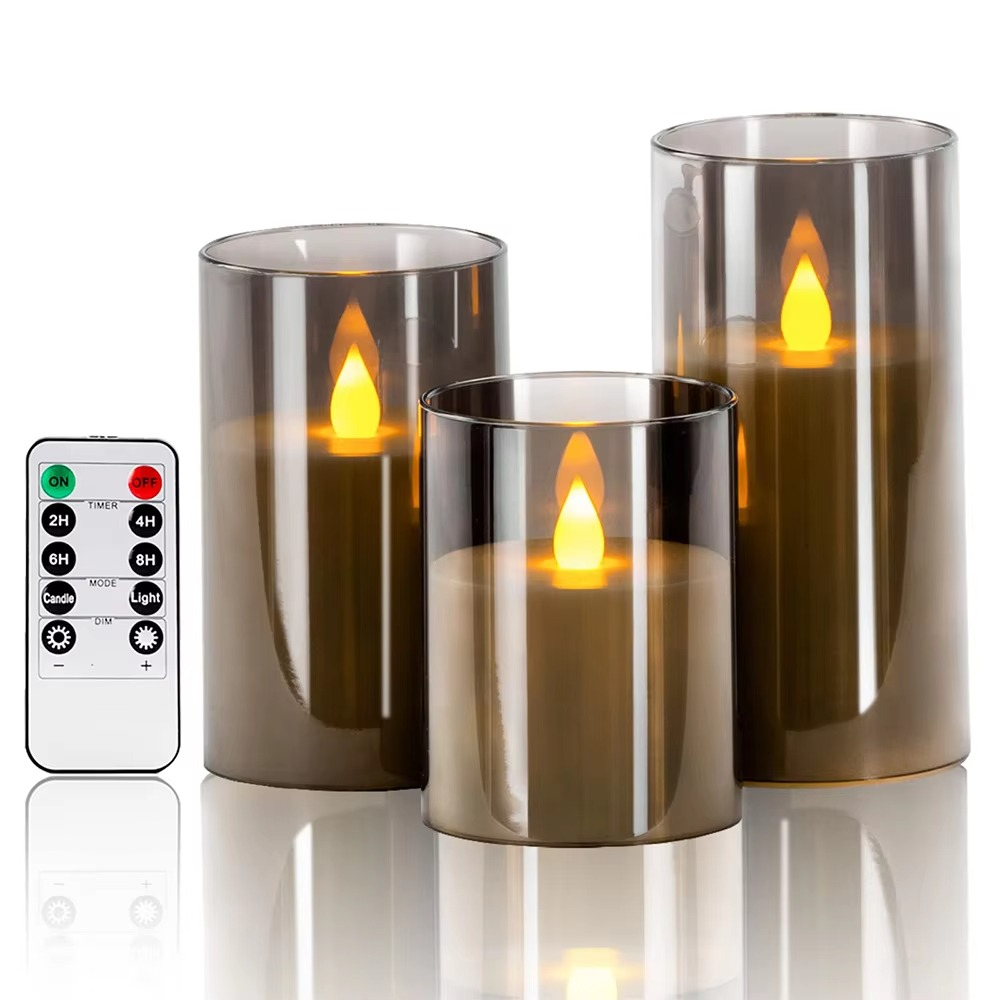 Flameless LED Candles with Remote & Timer (3-Pack) - Real Wax Battery Operated Flickering Candles for Home Decor