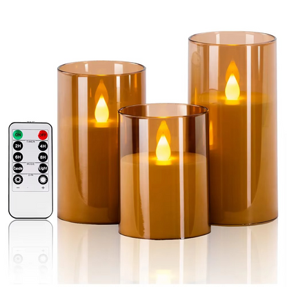 Flameless LED Candles with Remote & Timer (3-Pack) - Real Wax Battery Operated Flickering Candles for Home Decor
