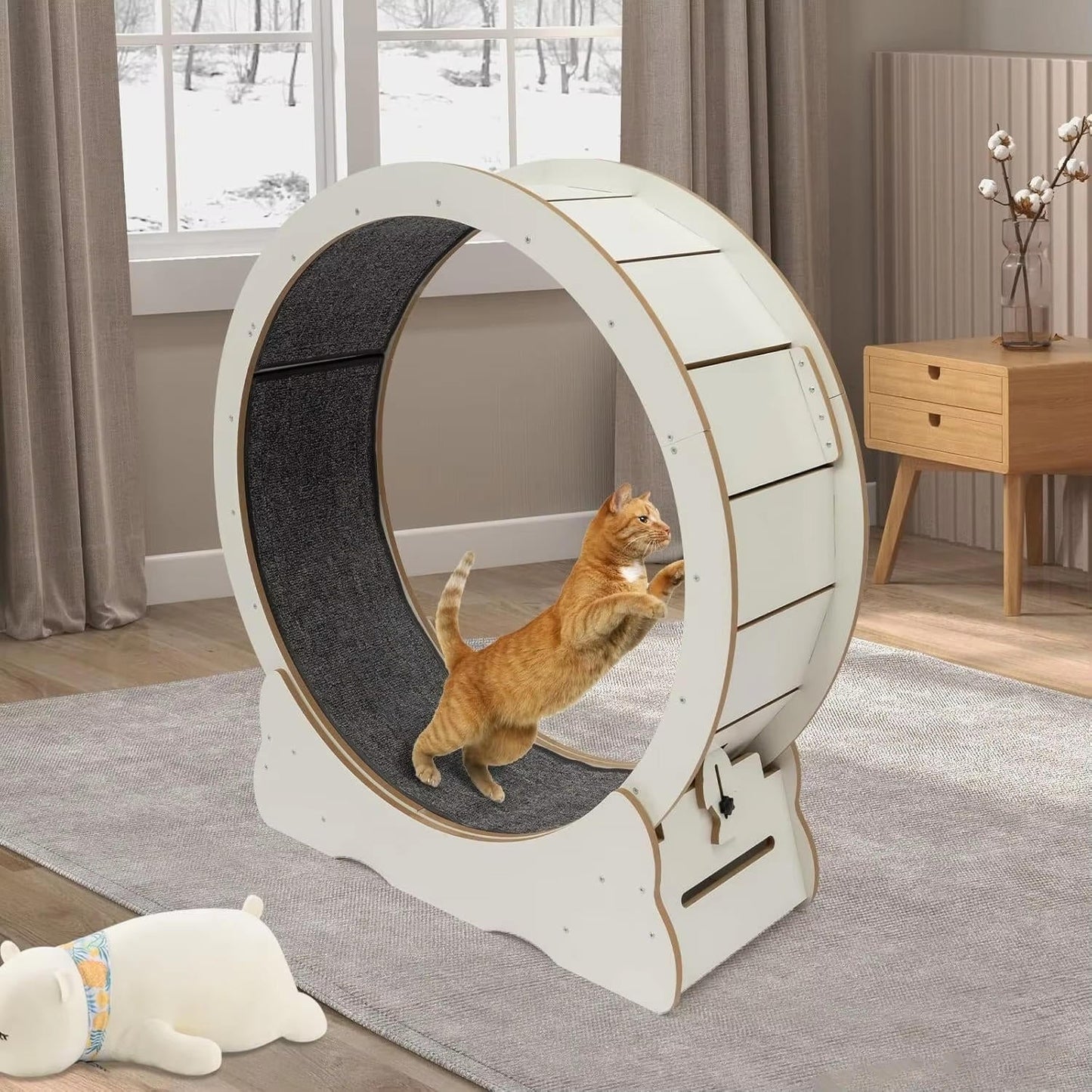 Quiet Cat Exercise Wheel - Indoor Running Wheel for Cats, Low Noise with Cushioned Track