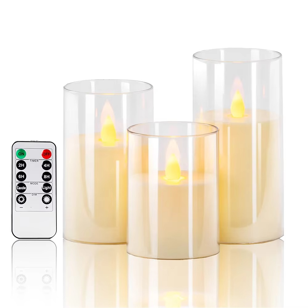 Flameless LED Candles with Remote & Timer (3-Pack) - Real Wax Battery Operated Flickering Candles for Home Decor