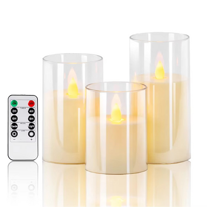 Flameless LED Candles with Remote & Timer (3-Pack) - Real Wax Battery Operated Flickering Candles for Home Decor