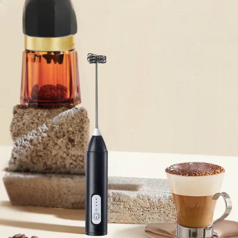 Electric Milk Frother - Handheld Cordless Battery-Powered Whisk for Latte, Cappuccino & Matcha Foam