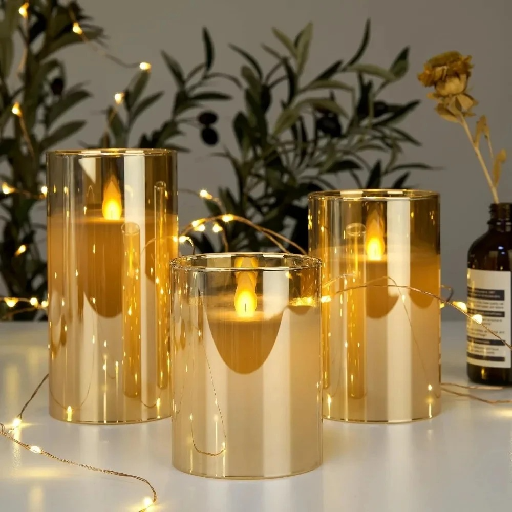 Flameless LED Candles with Remote & Timer (3-Pack) - Real Wax Battery Operated Flickering Candles for Home Decor