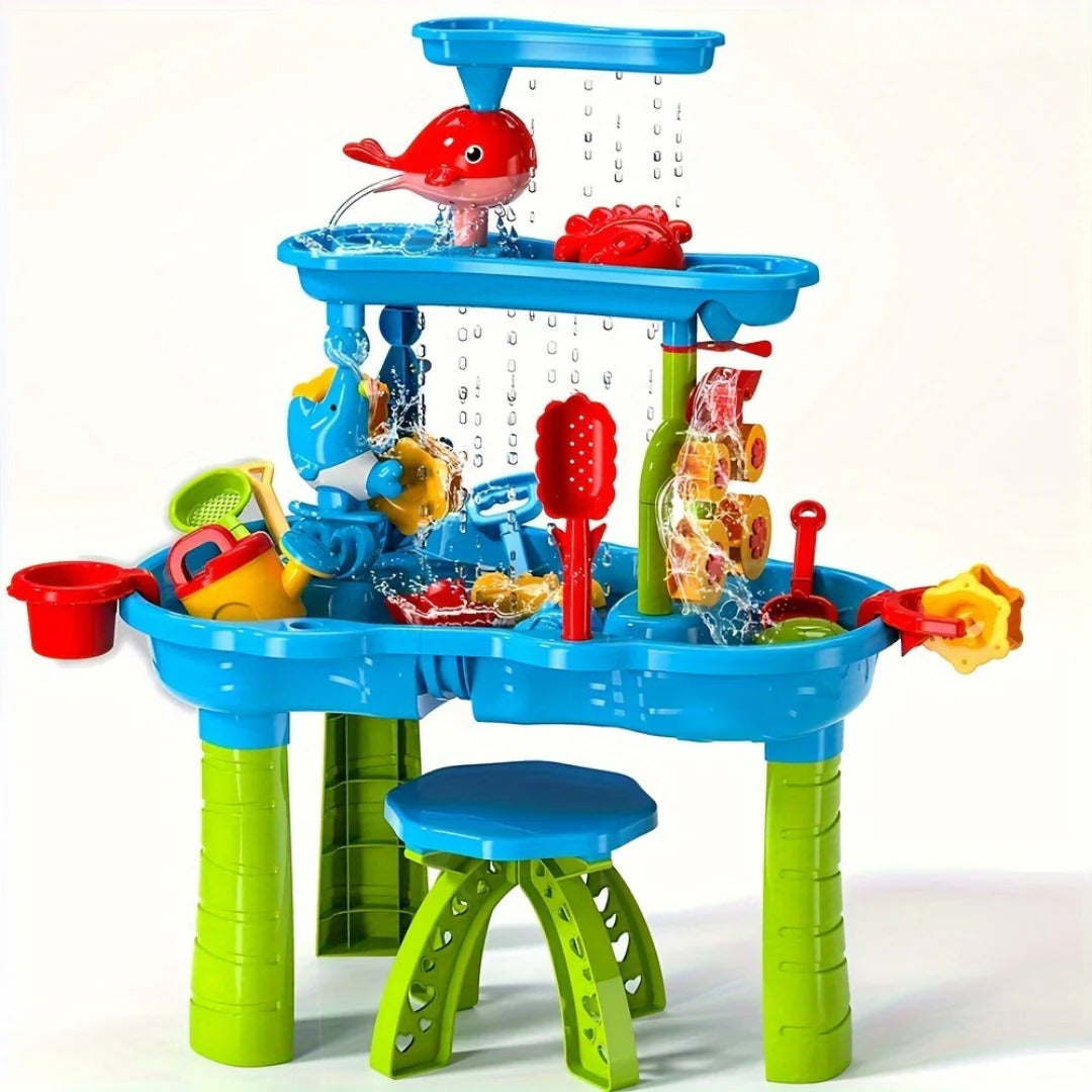 3-in-1 Outdoor Sand & Water Table for Kids - Toddler Activity Play Station