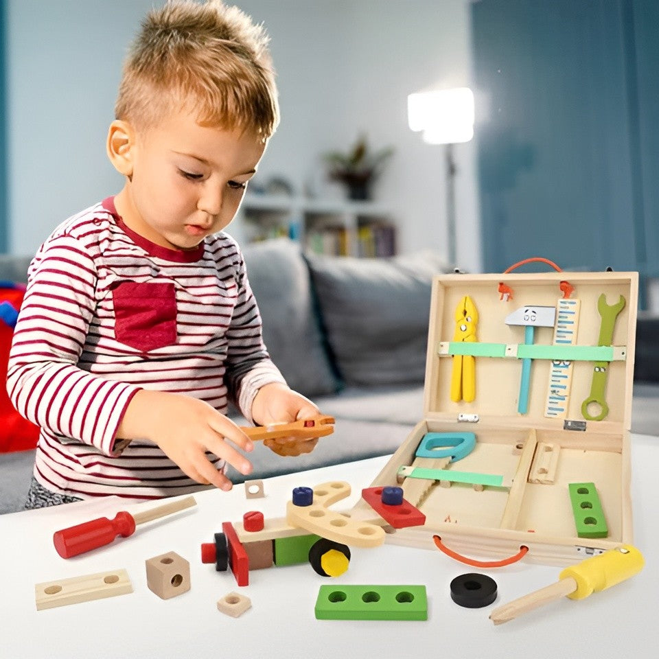 Kids Toolbox Building Set - 35-Piece STEM Construction Toy with Carry Case, Pretend Play Tool Set for Ages 3-5