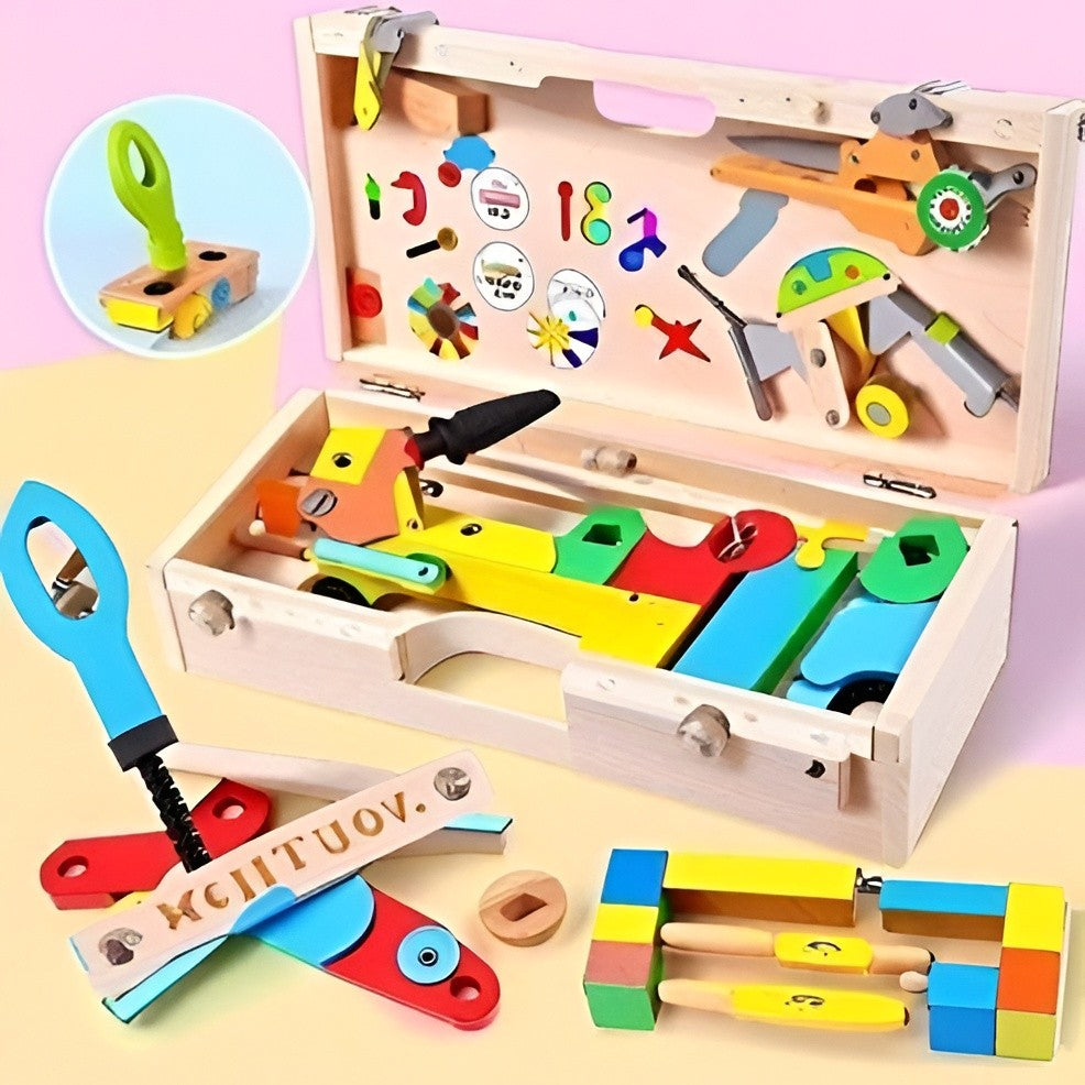 Kids Toolbox Building Set - 35-Piece STEM Construction Toy with Carry Case, Pretend Play Tool Set for Ages 3-5