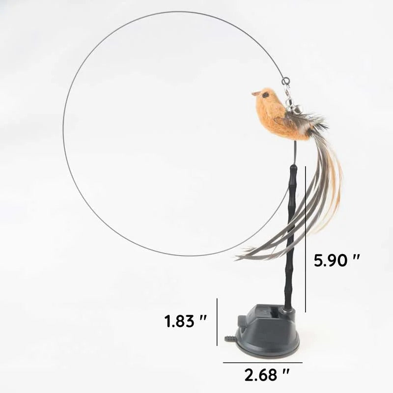 Interactive Feather Bird Toy Set for Cats – Suction Cup Window Base