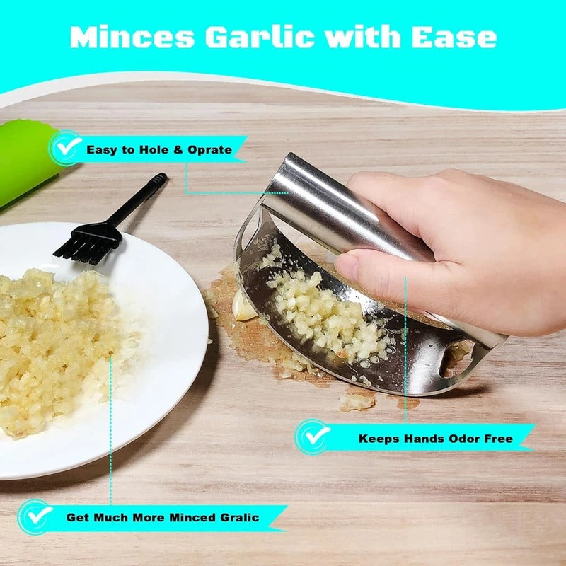 Stainless Steel Garlic Press Rocker with Built-In Bottle Opener