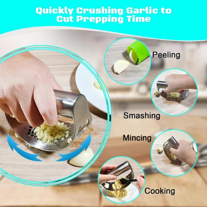 Stainless Steel Garlic Press Rocker with Built-In Bottle Opener
