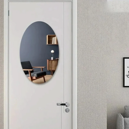 Adhesive Oval Mirror - Peel and Stick Acrylic Wall Mirror, No Drilling Needed for Bathroom, Dorm & Entryway
