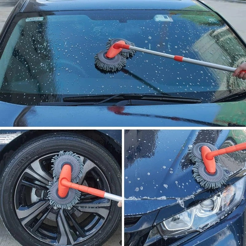 Car Wash Brush with 360° Rotating Head - Long Handle, Soft Bristle Cleaning Tool for Car, Truck, RV