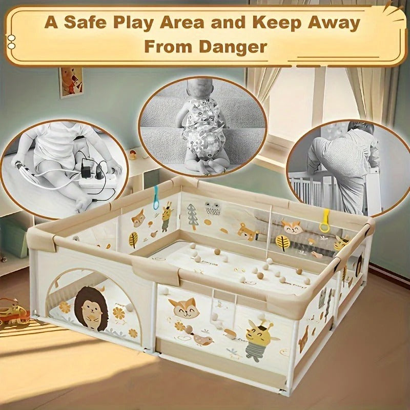 Baby Playpen & Play Yard - Safe Enclosed Play Space for Infants & Toddlers, Portable Foldable Baby Gate Alternative