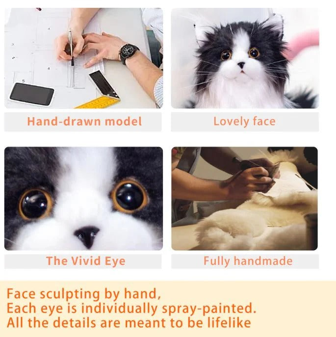 Lifelike Black and White Plush Cat Companion - Realistic Stuffed Animal Cat Toy, No Batteries, for Seniors & Pet Lovers