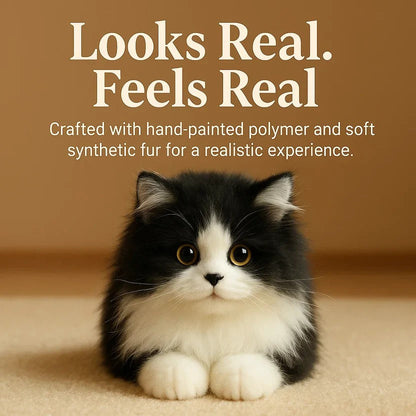 Lifelike Black and White Plush Cat Companion - Realistic Stuffed Animal Cat Toy, No Batteries, for Seniors & Pet Lovers