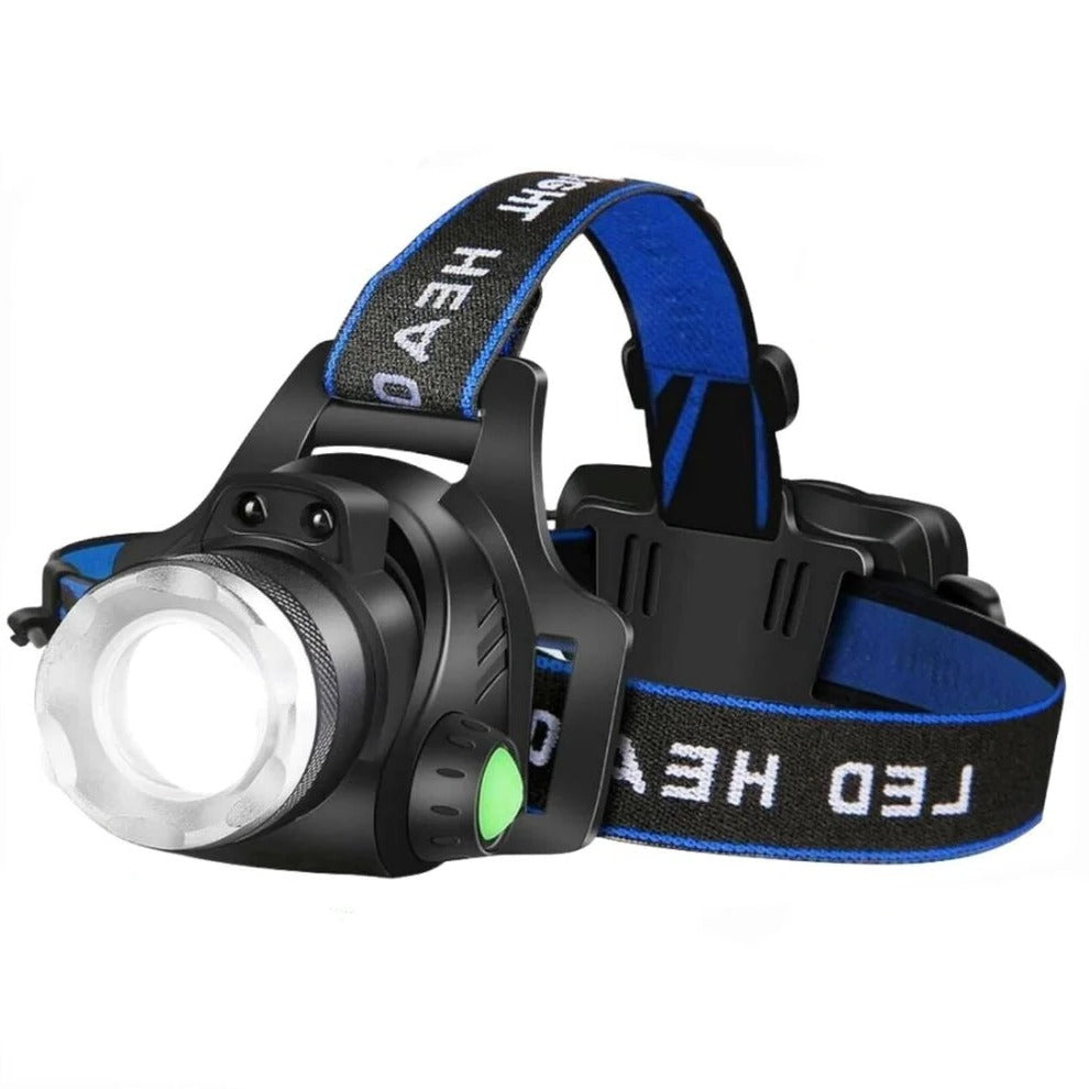 Rechargeable LED Headlamp with Zoom - Hands-Free Flashlight for Camping, Hiking, Running, Dog Walking & Repairs