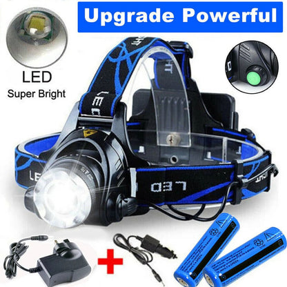 Rechargeable LED Headlamp with Zoom - Hands-Free Flashlight for Camping, Hiking, Running, Dog Walking & Repairs