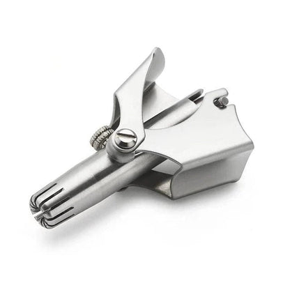 Stainless Steel Manual Nose & Ear Hair Trimmer for Men - Battery-Free Hand Crank Rotary Trimmer, Rust-Resistant
