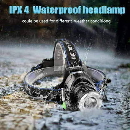 Rechargeable LED Headlamp with Zoom - Hands-Free Flashlight for Camping, Hiking, Running, Dog Walking & Repairs