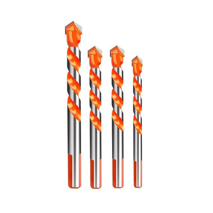 HSS Carbide Drill Bit Set (4-Piece) - 6mm 8mm 10mm 12mm Bits for Tile, Concrete, Steel, Wood & Glass, Chip-Clearing Design