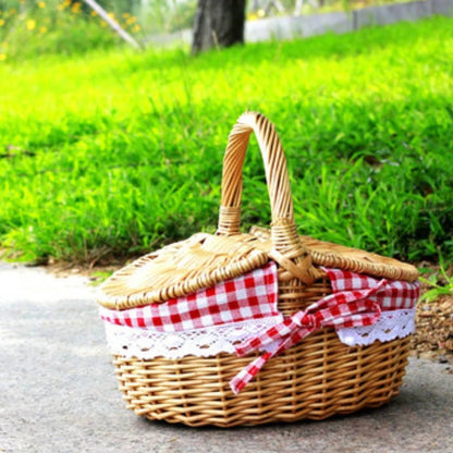 Wicker Picnic Basket – Handwoven Classic Outdoor Basket with Lid & Handles